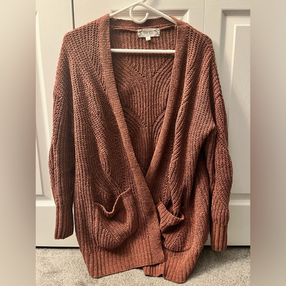Pink Rose Size Large Pink Cardigan